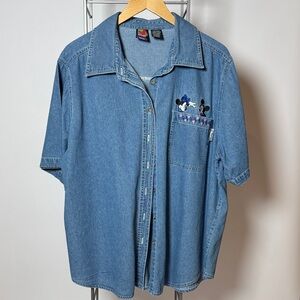 Vintage Disney Mickey Unlimited Denim Shirt with Embroidered Pocket